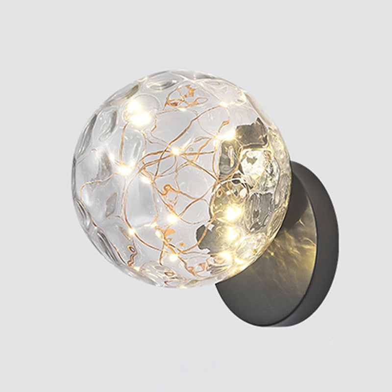 Bedside Glass Shade Wall Mount Light With Creative Star Design Black / Clear