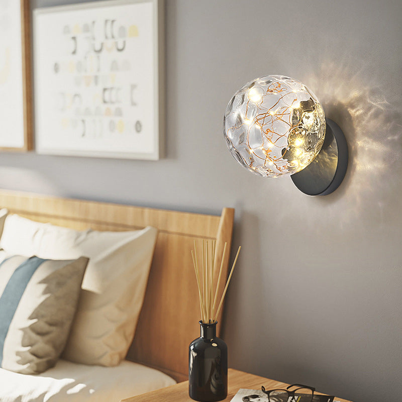 Bedside Glass Shade Wall Mount Light With Creative Star Design