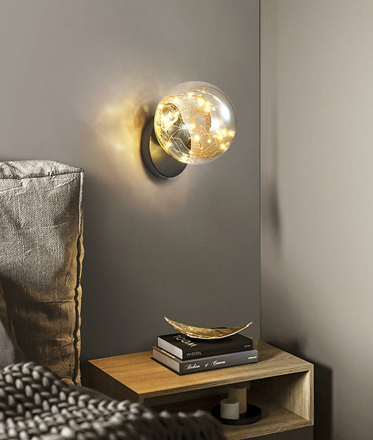 Bedside Glass Shade Wall Mount Light With Creative Star Design