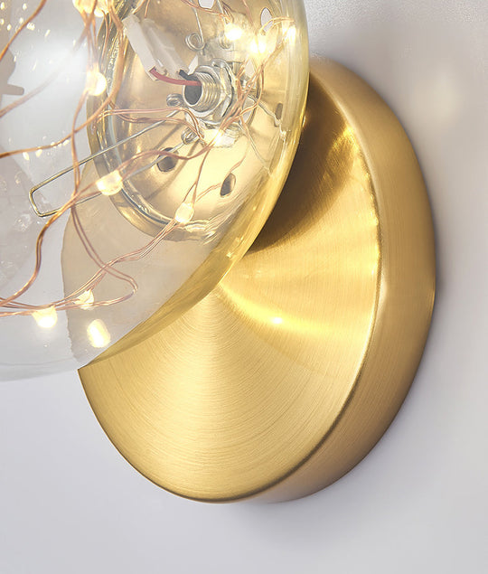 Bedside Glass Shade Wall Mount Light With Creative Star Design