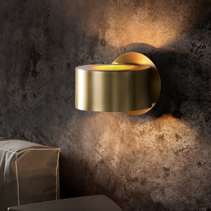 Modern Brass Wall Sconce - Stylish Bedroom Decoration 1-Light Round Shape Mount Bedside Light