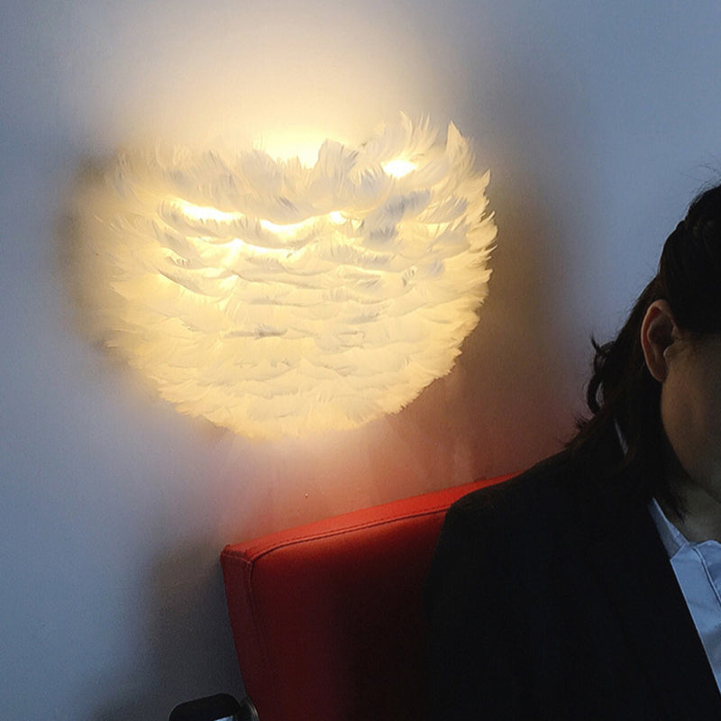 Modern Feather Wall Mount Lamp: Romantic & Cozy Sconce Lighting For Bedroom