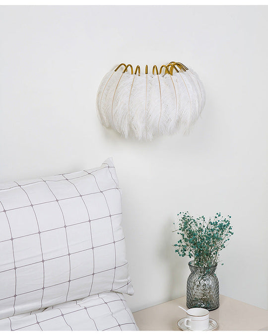 Nordic Feather Wall Sconce For Bedroom Ambient Lighting