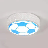 Creative Metal Soccer Ceiling Light For Kids Bedroom And Bathroom - Flush Mount Sport Lighting Blue