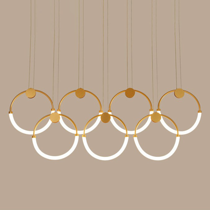 Gold Minimalistic Ring Pendant Led Ceiling Light For Living Room - Acrylic Island Lighting 7 / Warm