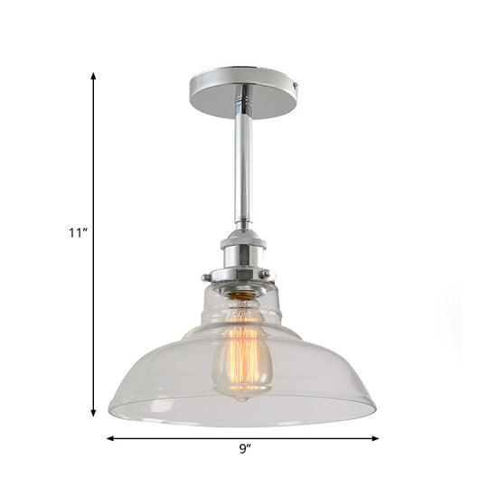 Industrial Chic Clear Glass Barn Pendant With Chrome Finish - Ideal For Restaurants