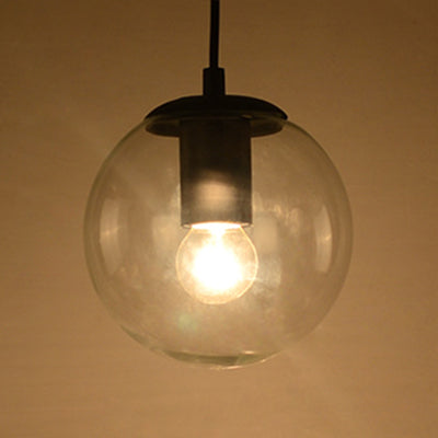 Industrial Globe Pendant Lighting - Wide 1-Light Clear Glass Ceiling Light (6’/8’/12’) Black/Chrome