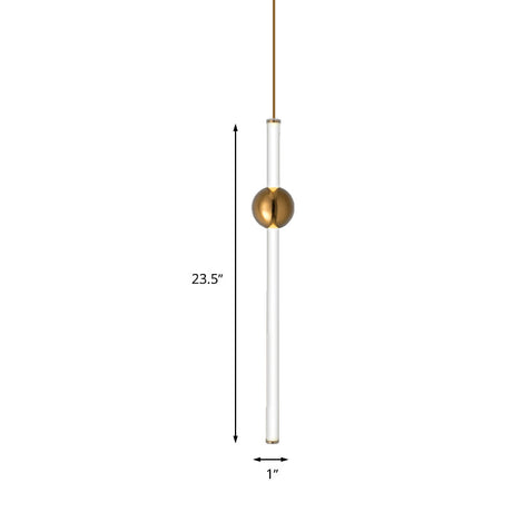 Gold And White Glass Flute Pendant Light- Single Head Stairway Fixture