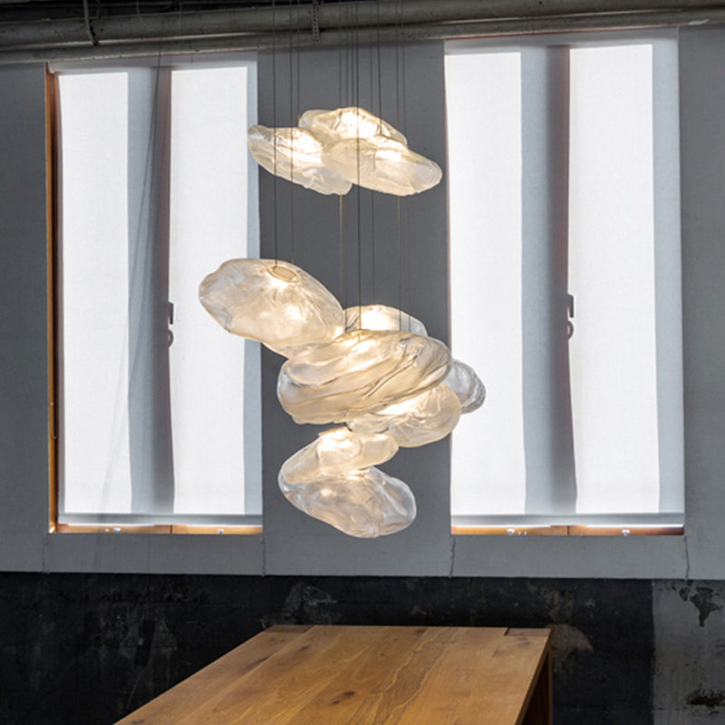 Modern Lattice Glass Ceiling Hanging Light Fixture For Restaurants - 1 Bun
