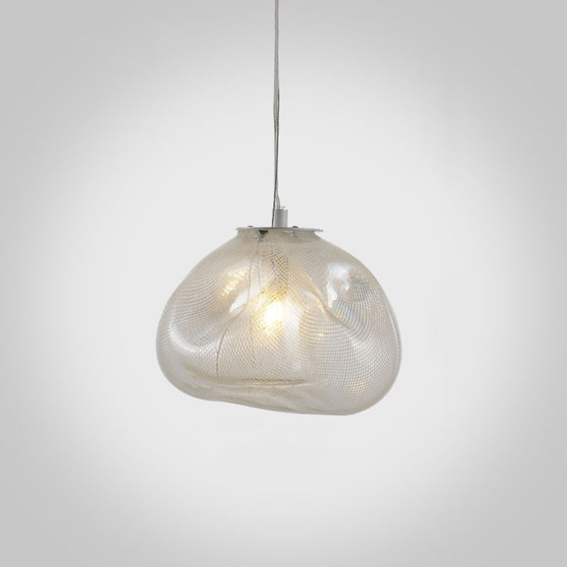 Modern Lattice Glass Ceiling Hanging Light Fixture For Restaurants - 1 Bun Clear / 8