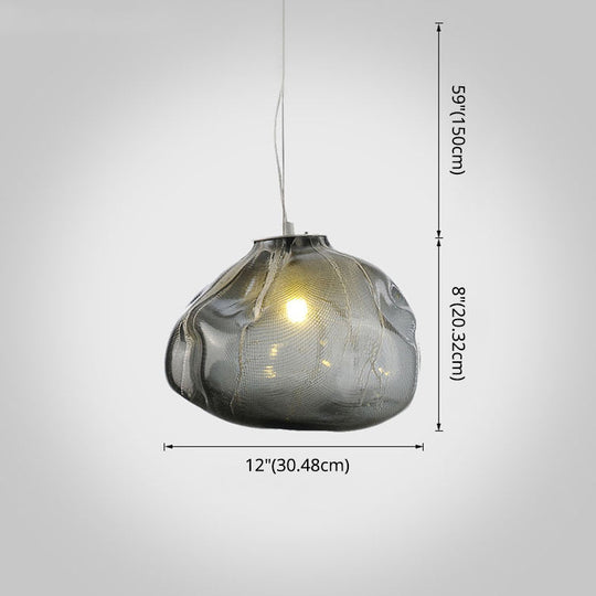 Modern Lattice Glass Ceiling Hanging Light Fixture For Restaurants - 1 Bun