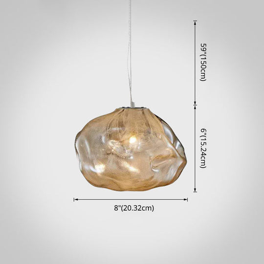 Modern Lattice Glass Ceiling Hanging Light Fixture For Restaurants - 1 Bun