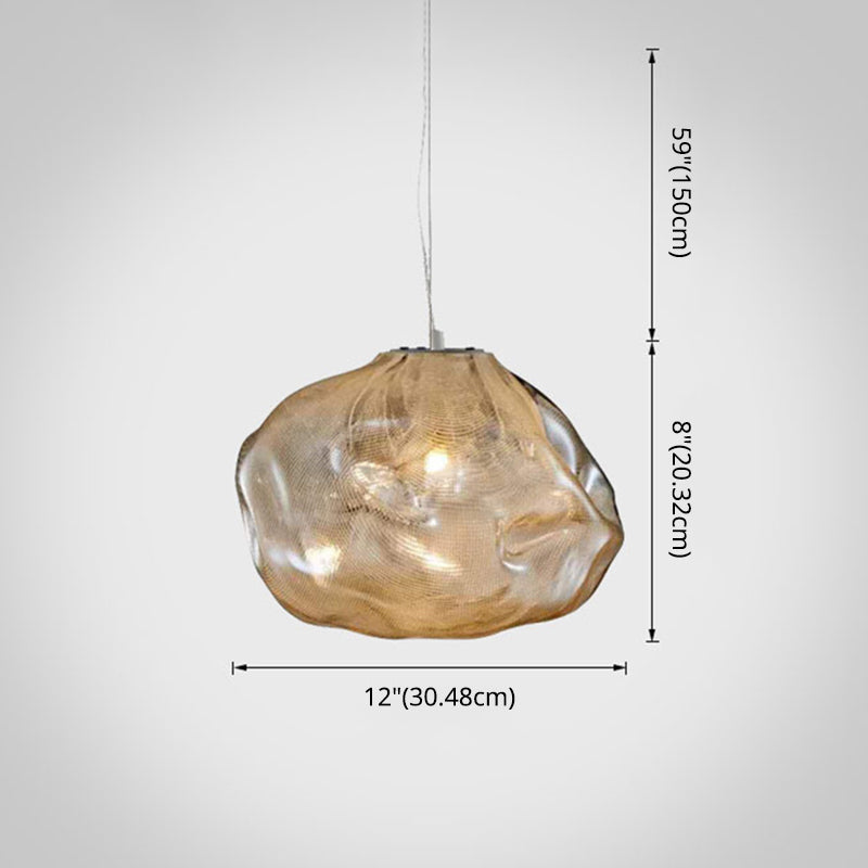 Modern Lattice Glass Ceiling Hanging Light Fixture For Restaurants - 1 Bun
