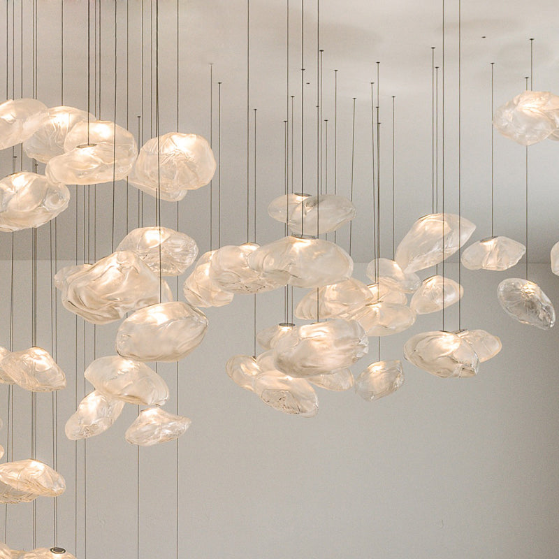 Modern Lattice Glass Ceiling Hanging Light Fixture For Restaurants - 1 Bun