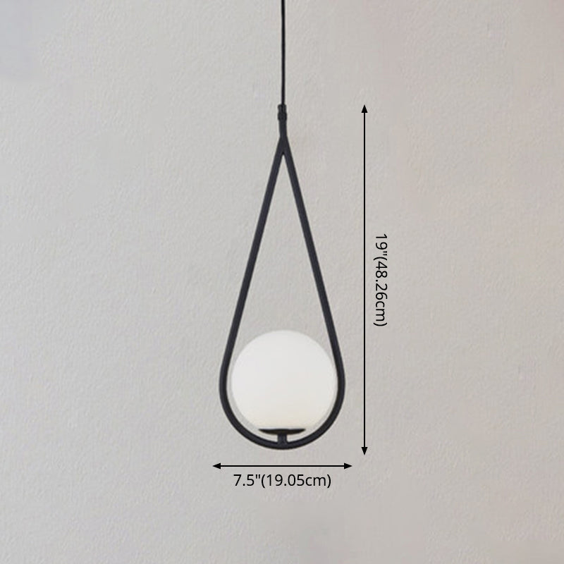 Mid-Century Modern White Glass Hanging Pendant Light For Bedroom - 1-Light Fixture