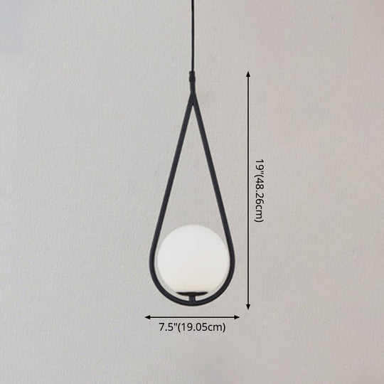 Mid-Century Modern White Glass Hanging Pendant Light For Bedroom - 1-Light Fixture