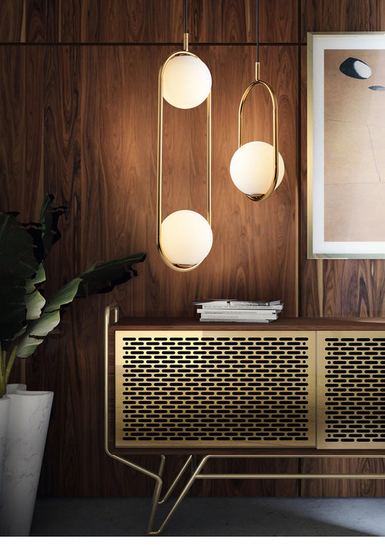 Mid-Century Modern White Glass Hanging Pendant Light For Bedroom - 1-Light Fixture