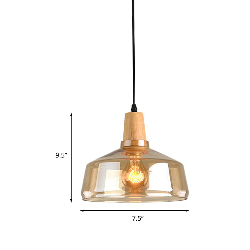 Modern Pendant Lamp With Amber Glass Shade - Barn/Disc/Trifle Hanging Light Kit 5.5/7.5/13 Wide