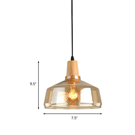 Modern Pendant Lamp With Amber Glass Shade - Barn/Disc/Trifle Hanging Light Kit 5.5/7.5/13 Wide