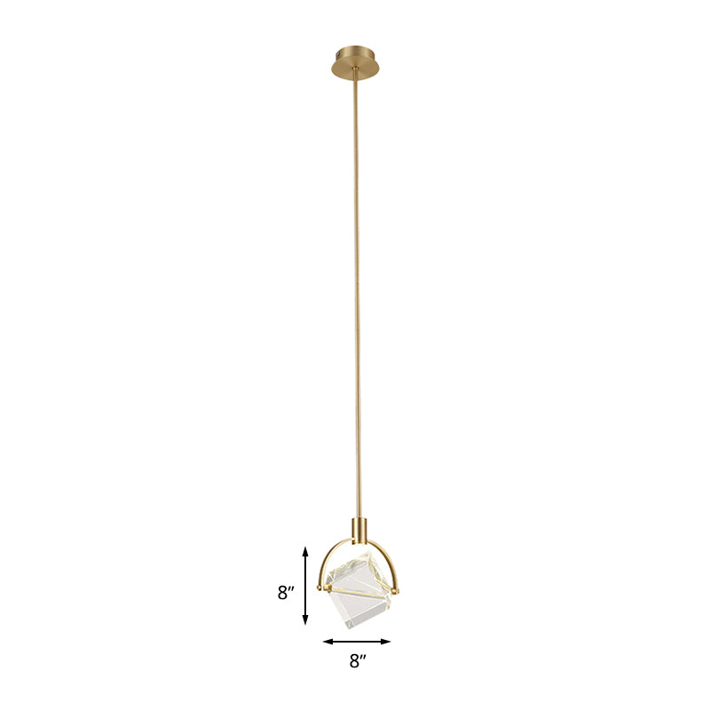 Contemporary Gold Hanging Lamp Kit With Clear Glass Cubic Pendant - Perfect Ceiling Light For