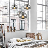Vintage Silver Globe Pendant Light Fixture With Clear Glass - Bedroom Hanging Lamp 1 Head Available