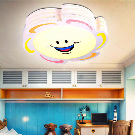 Cartoon Style Led Flushmount Light In Warm/White/3 Colors With Acrylic Finish White /