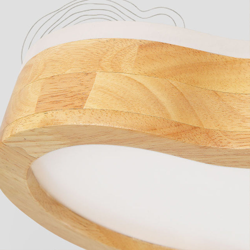 Contemporary Cloud Flush Mount Wood Ceiling Light - Led 19.5’/25’ W Beige Warm/White/3 Color Options