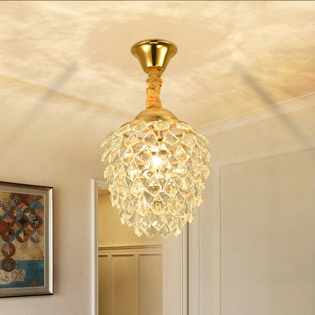 Contemporary Gold Crystal Pendant Ceiling Lamp For Dining Room