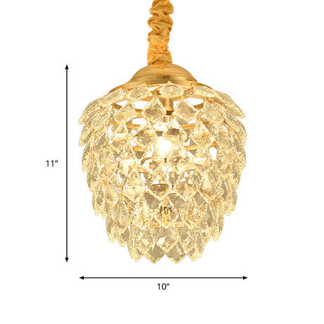 Contemporary Gold Crystal Pendant Ceiling Lamp For Dining Room