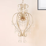 Victorian Scroll Frame Pendant Ceiling Lamp - Single Golden Metallic Light With Crystal Accent