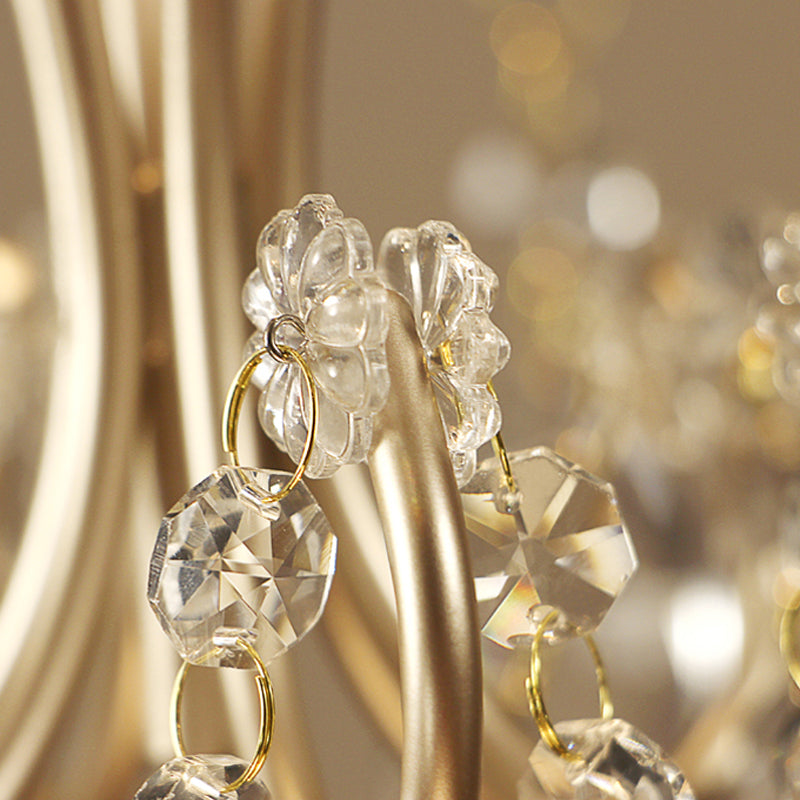 French Style Curvy Armed Ceiling Suspension Lamp With Crystal Draping
