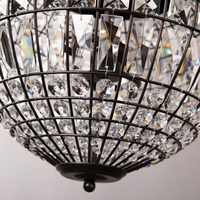Contemporary Crystal Pendant Chandelier With Disco Ball Design - 2-Light Black Bedroom Lighting