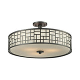 Chinese Style Metallic Semi Flush Mount Lighting Black Circular Design 4/3 Lights 16/19.5/23.5 Dia