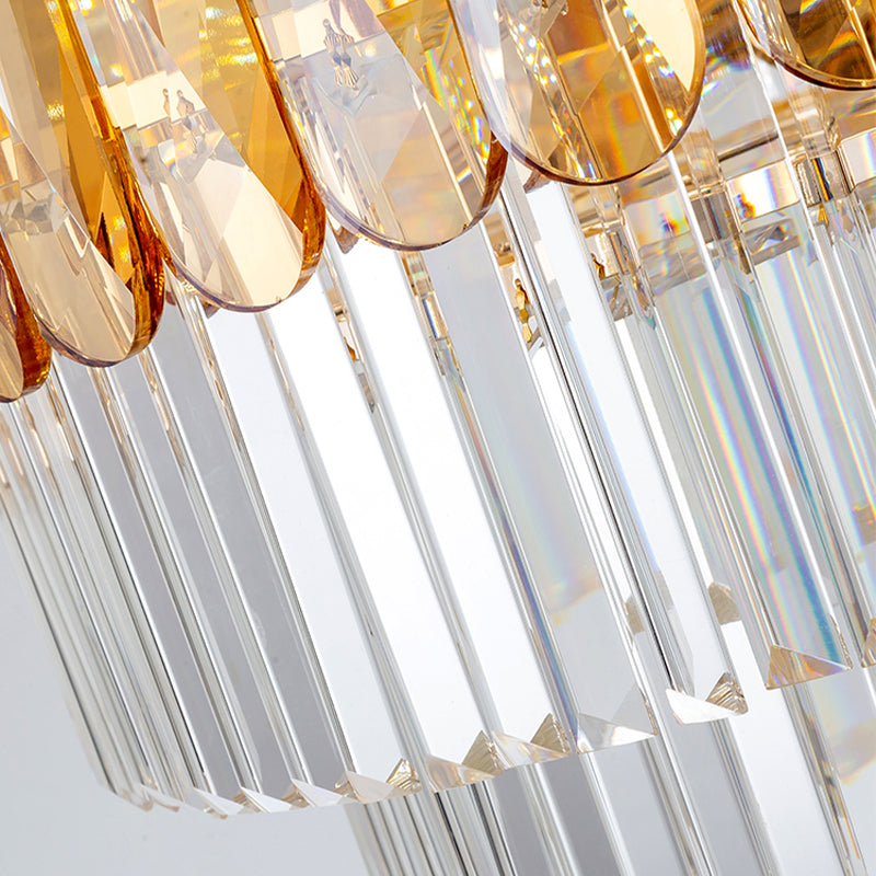 Gold Traditional Round Chandelier With 8-Lights & Crystal Accents - Elegant Hanging Ceiling Light