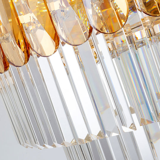 Gold Traditional Round Chandelier With 8-Lights & Crystal Accents - Elegant Hanging Ceiling Light