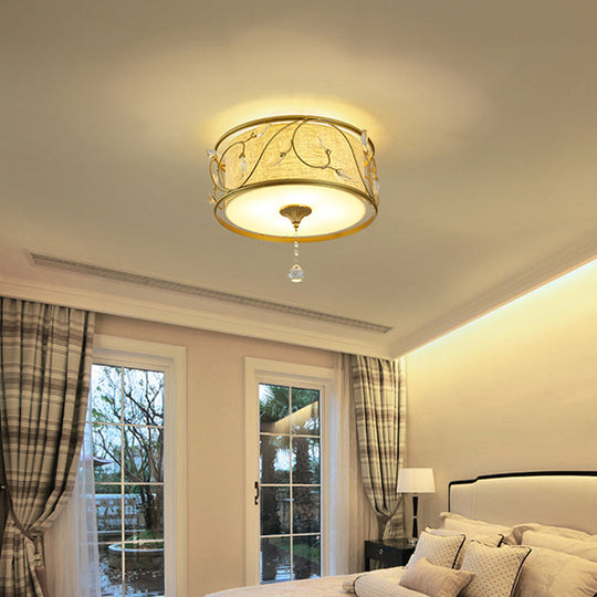 Vintage Flushmount Ceiling Light - Iron Black/Gold Drum Shape 4/5 Lights 16’ Or 19.5’ Dia