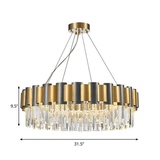 Modern 8/12-Light Golden Crystal Tiered Icicle Pendant Chandelier - Clear Elegant And Stunning