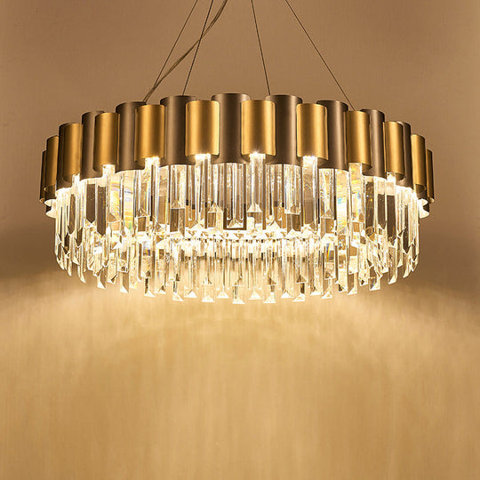 Modern 8/12-Light Golden Crystal Tiered Icicle Pendant Chandelier - Clear Elegant And Stunning