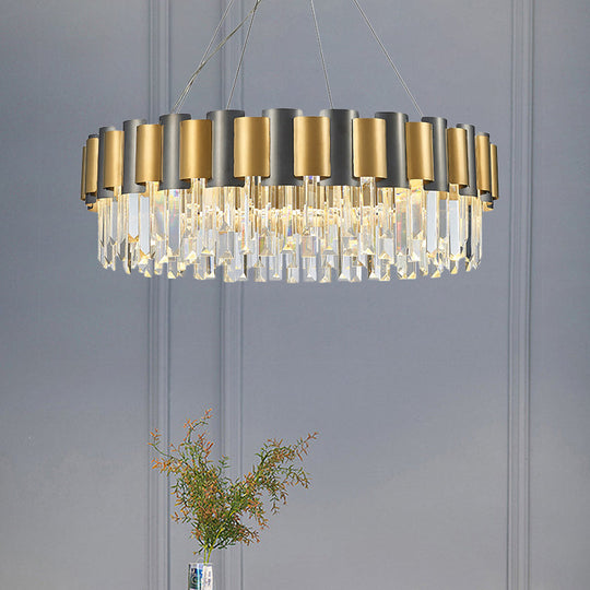 Modern 8/12-Light Golden Crystal Tiered Icicle Pendant Chandelier - Clear Elegant And Stunning