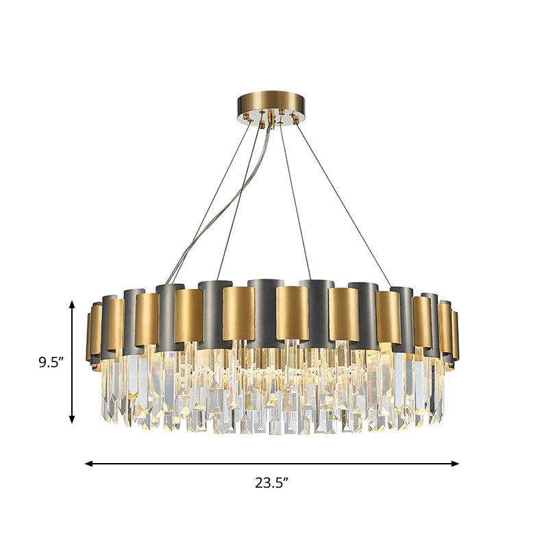 Modern 8/12-Light Golden Crystal Tiered Icicle Pendant Chandelier - Clear Elegant And Stunning