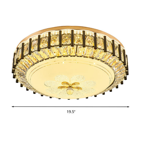 Modern Style Black Gear Ceiling Lamp With Led Faceted K9 Crystal Flush Mount Fixture - 3Rd
