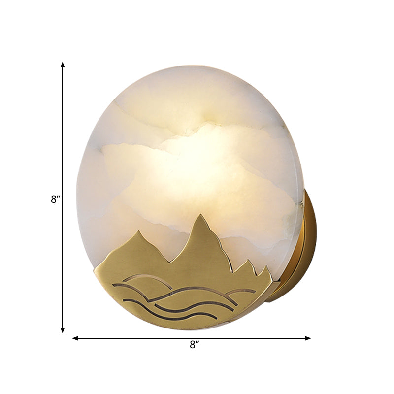 Colonialist Marble Gold Ring Flush Mount Wall Light For Living Room - 1 Head