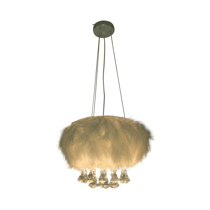 Minimalist White Ceiling Pendant Lamp With Crystal Droplet