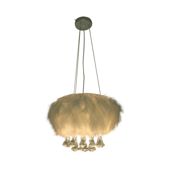 Minimalist White Ceiling Pendant Lamp With Crystal Droplet