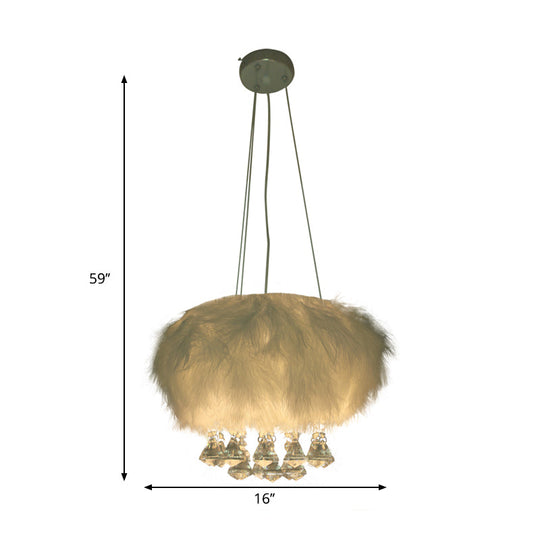 Minimalist White Ceiling Pendant Lamp With Crystal Droplet