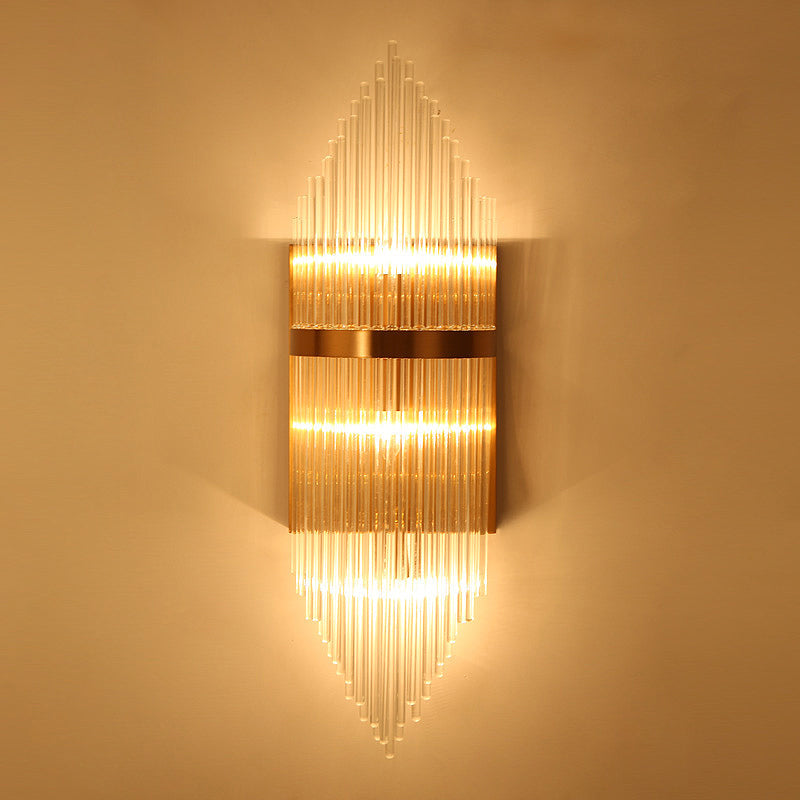 Minimalist Clear Glass Sconce Light With Gold Finish - 2/3 Lights Indoor Wall Lighting