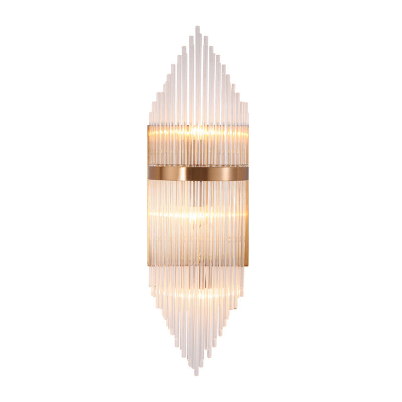 Minimalist Clear Glass Sconce Light With Gold Finish - 2/3 Lights Indoor Wall Lighting