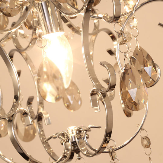 Modern Crystal Geometric Pendant Light With Adjustabl 16’ Chain - Chrome Finish