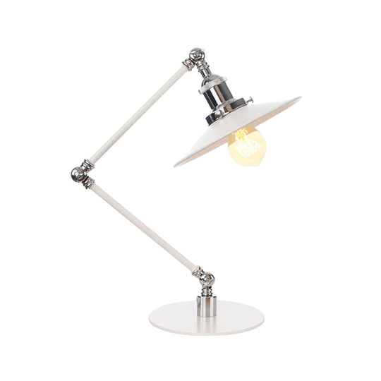 Vintage Adjustable Reading Lamp - Conical Desk Light White Metal 1 Stylish Design 8 Length Arm