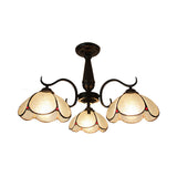Vintage Industrial Stained Glass Semi Flush Mount Ceiling Light With 3 Rhombus/Magnolia Patterns In